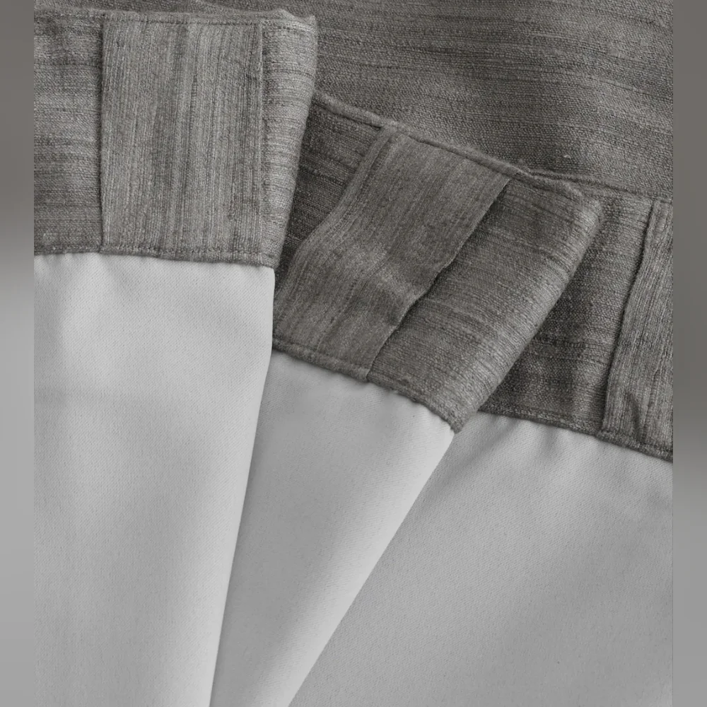 Quince Raw Silk Gray Blackout Curtains Set Of 2! 48"x108" (D91)_4